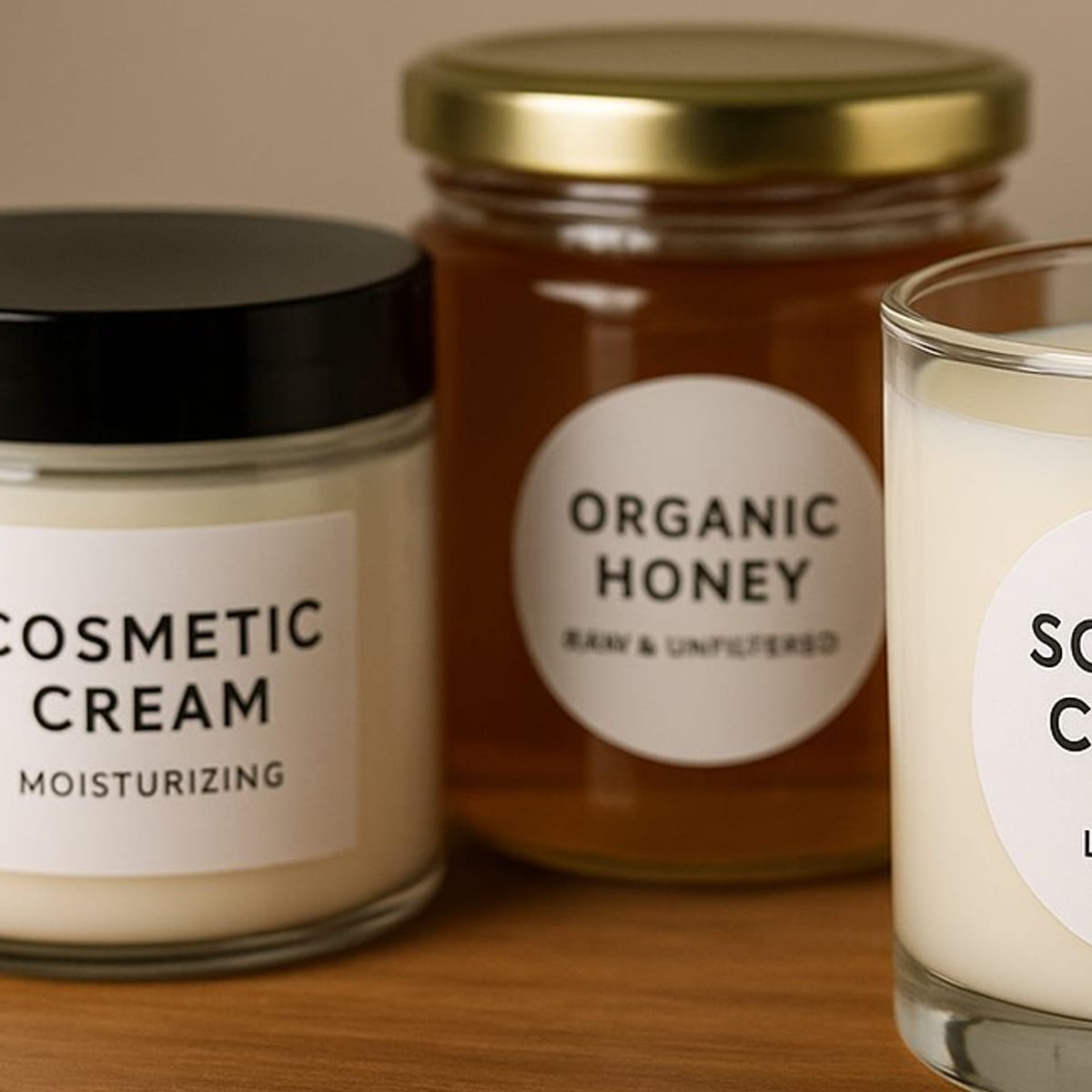 Product labels on jars and packaging (label bundle example)